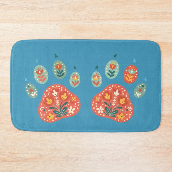 Item preview, Playful Floral Folk Art Dog Paws – Scandinavian Folk Art by heidiannemorris © designed and sold by FOLK ART FUSION by heidiannemorris.