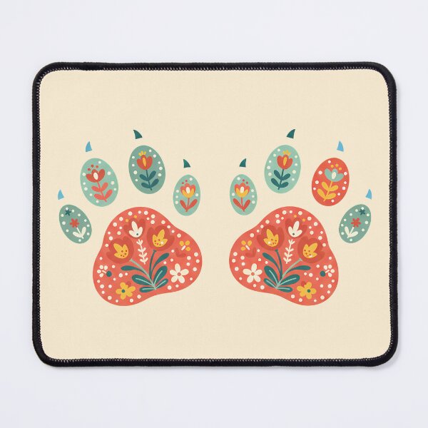 Item preview, Playful Floral Folk Art Dog Paws – Scandinavian Folk Art by heidiannemorris © designed and sold by FOLK ART FUSION by heidiannemorris.