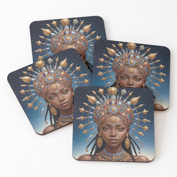Item preview, West African Celestial Goddess Divine Feminine Fantasy Art Print designed and sold by GenesisArtis.