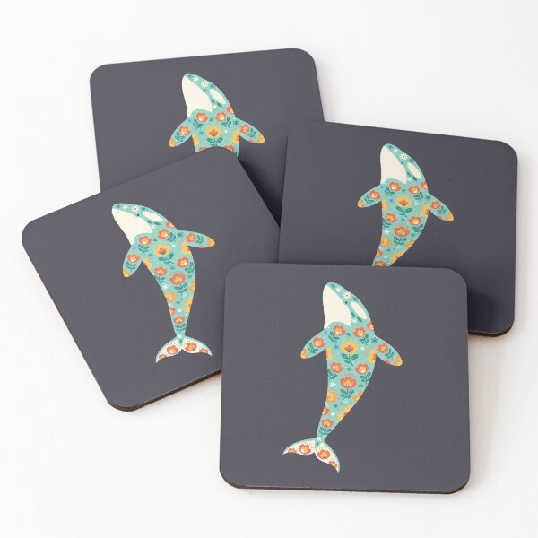 Item preview, Floral Folk Art Orca – Scandinavian Folk Art by heidiannemorris © designed and sold by FOLK ART FUSION by heidiannemorris.