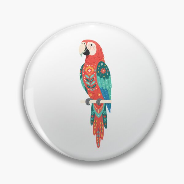 Item preview, Floral Folk Art Red and Green Macaw – Scandinavian Folk Art by heidiannemorris © designed and sold by FOLK ART FUSION by heidiannemorris.