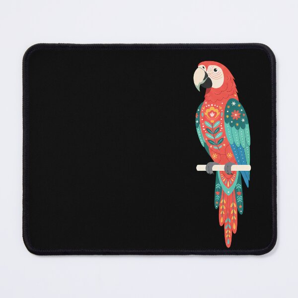Item preview, Floral Folk Art Red and Green Macaw – Scandinavian Folk Art by heidiannemorris © designed and sold by FOLK ART FUSION by heidiannemorris.