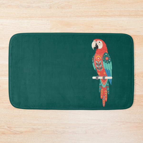 Item preview, Floral Folk Art Red and Green Macaw – Scandinavian Folk Art by heidiannemorris © designed and sold by FOLK ART FUSION by heidiannemorris.