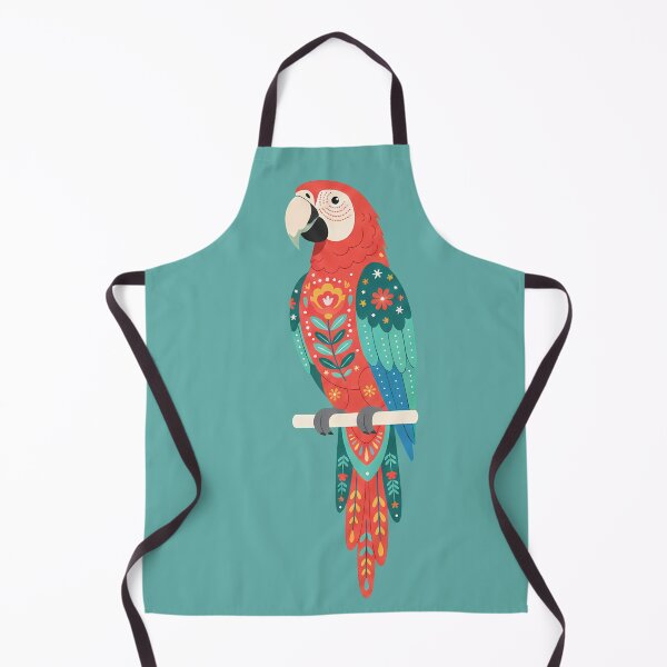 Item preview, Floral Folk Art Red and Green Macaw – Scandinavian Folk Art by heidiannemorris © designed and sold by FOLK ART FUSION by heidiannemorris.