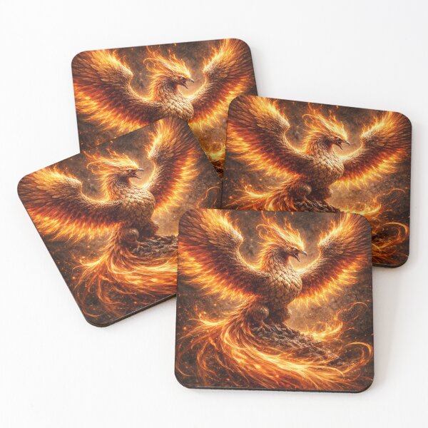 Item preview, Fiery Phoenix Rising from Ashes – Epic Rebirth Portal Art Print designed and sold by MythicPortals.