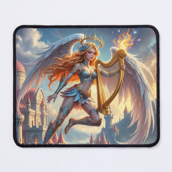Item preview, Cute Angel Harp Player - Ethereal Fantasy Art designed and sold by Lucid Dream Pixel.