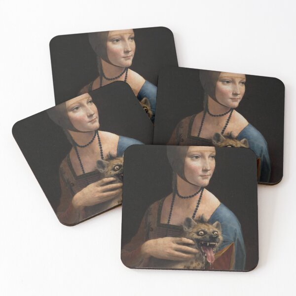 Item preview, Lady with Her Drooling Pet - Inspired by Leonardo da Vinci (1452–1519), Accompanied by the Hyena Cub Who Took Drooling Very Seriously.  designed and sold by TheArtsyFrogs.