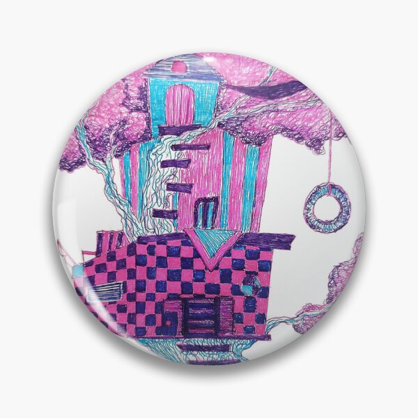 Item preview, The Checkerboard Cloud House - Pink and Blue Surreal Fantasy Art designed and sold by Odd shloox.
