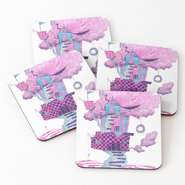 Item preview, The Checkerboard Cloud House - Pink and Blue Surreal Fantasy Art designed and sold by Odd shloox.