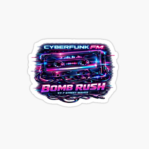 Cyberpunk Cassette Retro Street Design - Bomb Rush Style Neon Tape Sticker