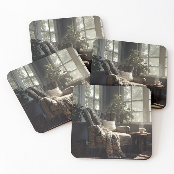 Item preview, Cozy Sunlit Reading Nook with Armchair & Coffee designed and sold by EK-World.