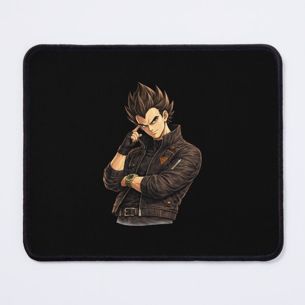 Item preview, Anime Fighter Thinker Pose – Spiky Hair Black Jacket Smart Vibe designed and sold by Inner Flame Studio.