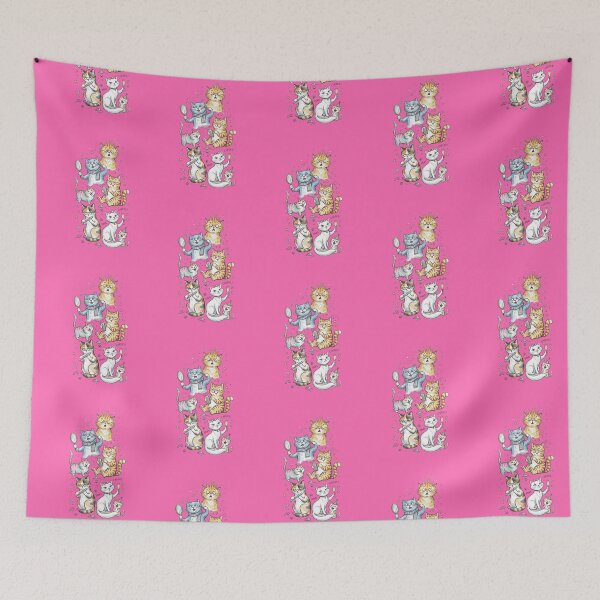 Item preview, Funny Whimsical Cats: Grooming, Cheering and on Cat Media designed and sold by TB-73.