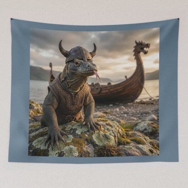 Item preview, Kimodo Dragon Viking Sacks the Coast  designed and sold by Tridentulus.