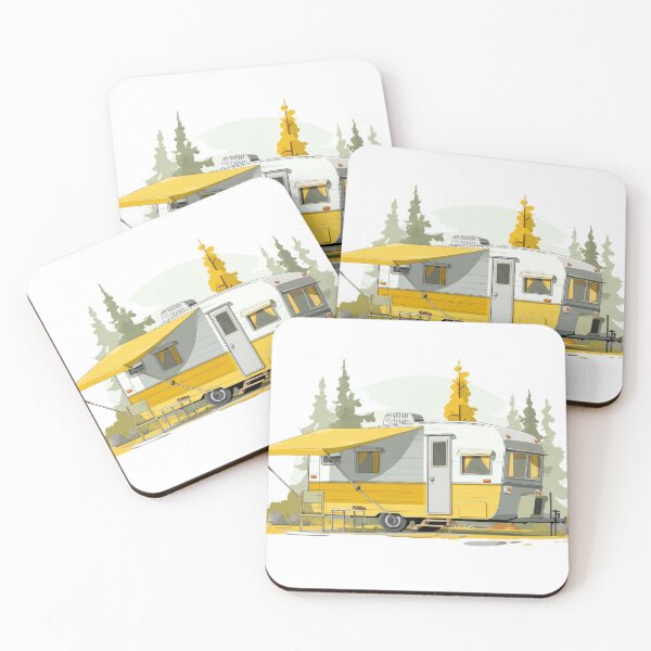 Item preview, Camping with a trailer in the woods designed and sold by anytka.
