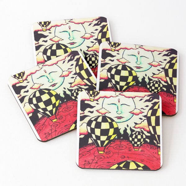 Item preview, Lunar Voyager - Checkered Hot Air Balloons Over Esoteric Red Landscape designed and sold by Odd shloox.
