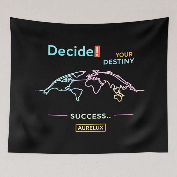 Item preview, Decide Your Destiny – AURELUX Motivational Neon World Map Design designed and sold by Aurelux_24.