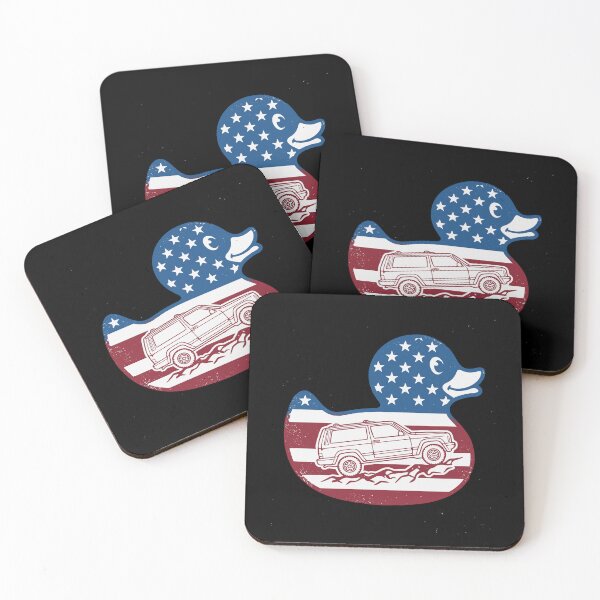 Item preview, USA Flag Rubber Duck with Cherokee XJ 2-Door SUV Off-Road Graphic designed and sold by Off-Road-Zone.