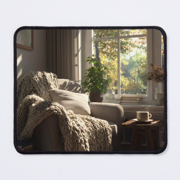 Item preview, Cozy Autumn Sunlit Reading Nook with Beige Armchair designed and sold by EK-World.