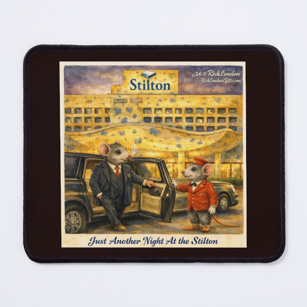 Item preview, Just Another Night at The Stilton – Cheese Hotel Mouse Cartoon designed and sold by Rick London Gifts.