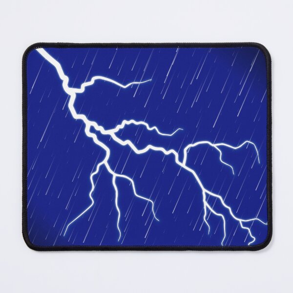 Item preview, thunder Lightning Storm Illustration Jagged White Bolt with Rain on Dark Blue Sky for Weather and Energy Design designed and sold by AtonuHaque.