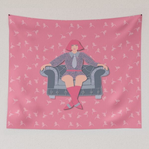 Item preview, Queen of the strelitzias, pink strelitzia pattern background designed and sold by WONDERPRINTVALLEY.