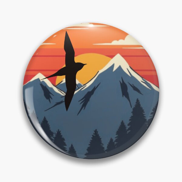 Item preview, Minimalist Mountain Sunset Bird Silhouette - Nature Landscape vintage Style Adventure Art. designed and sold by LunaPrintCo.