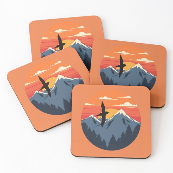 Item preview, Minimalist Mountain Sunset Bird Silhouette - Nature Landscape vintage Style Adventure Art. designed and sold by LunaPrintCo.