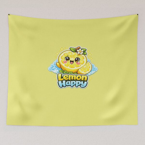 Aperçu de l'œuvre Lemon Happy – Citron kawaii heureux | Cute Happy Lemon Kawaii Design créée et vendue par apanoracar.