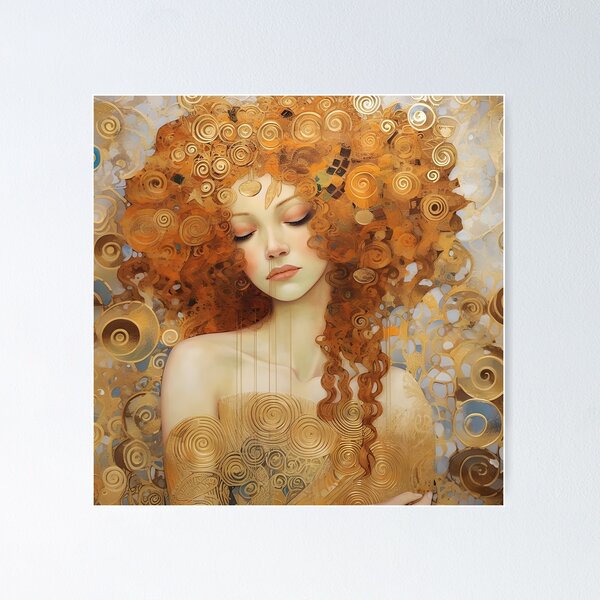Item preview, Golden Woman Portrait – Ornamental Contemporary Art designed and sold by ArtFireGallery.