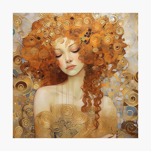 Item preview, Golden Woman Portrait – Ornamental Contemporary Art designed and sold by ArtFireGallery.