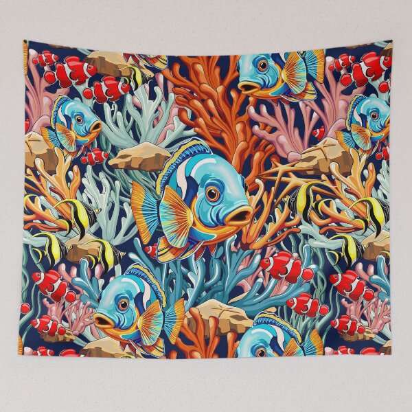 Item preview, Tropical Fish Colorful Summer Pattern designed and sold by BluedarkArt.
