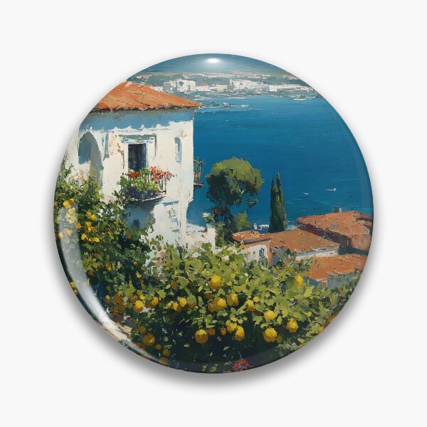 Item preview, Mediterranean Village with Lemon Trees and Sea View designed and sold by daila70.