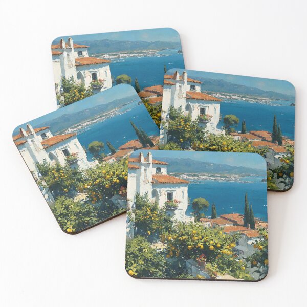Item preview, Mediterranean Village with Lemon Trees and Sea View designed and sold by daila70.