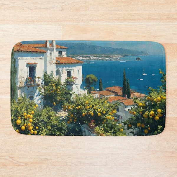 Item preview, Mediterranean Village with Lemon Trees and Sea View designed and sold by daila70.