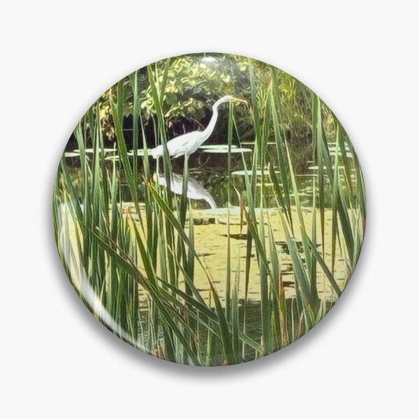 Item preview, Great Egret in view through the cattails and tall grass. designed and sold by greencitystudio.