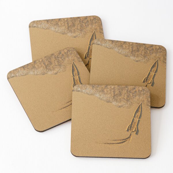 Item preview, Rocket Ship Sand Drawing On Tropical Shore designed and sold by chase-thewave.