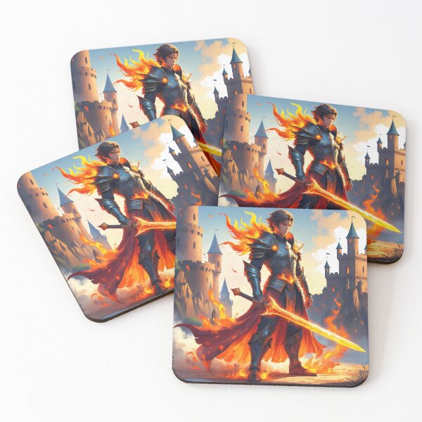 Item preview, Fire Swordsman - Flame Knight Fantasy Art designed and sold by Lucid Dream Pixel.