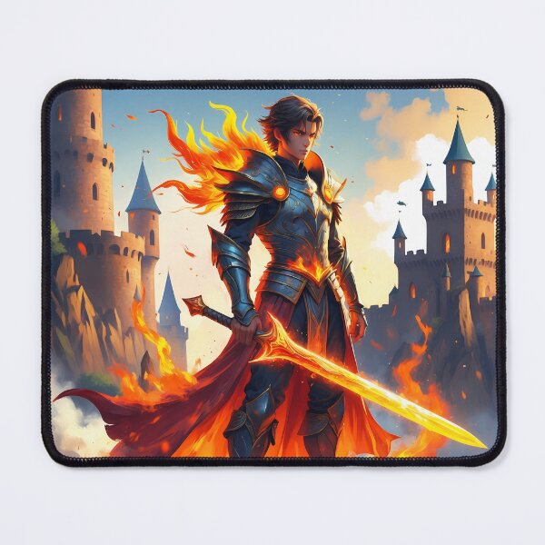 Item preview, Fire Swordsman - Flame Knight Fantasy Art designed and sold by Lucid Dream Pixel.