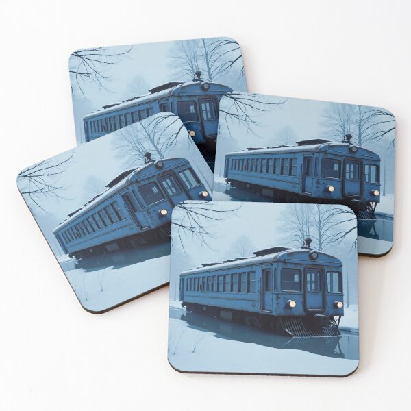 Item preview, Vintage Blue Train Traveling Through Snowy Winter Forest designed and sold by Gabi.Media.