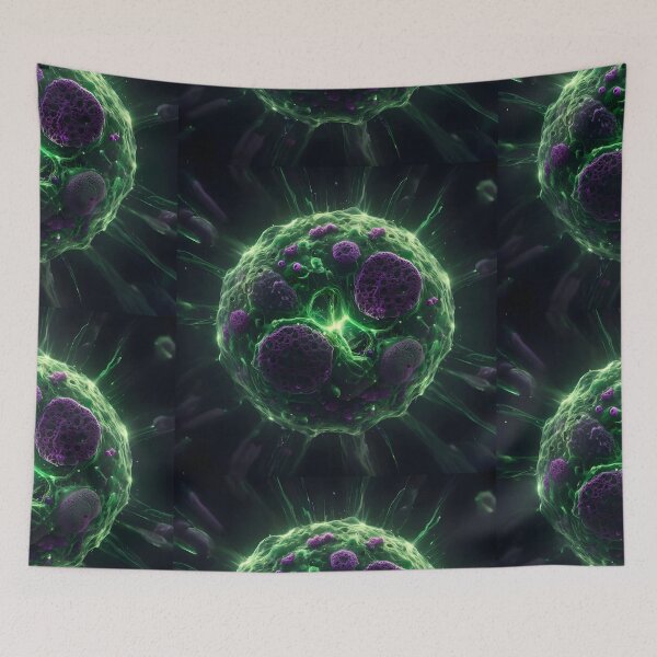 Item preview, Glowing Microscopic Pathogen Cell Biology Art designed and sold by MouradStudio.