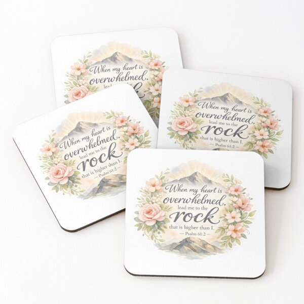 Item preview, Psalm 61:2 Inspirational Bible Verse Sticker – “When My Heart Is Overwhelmed” Floral Faith Design designed and sold by Nara8.