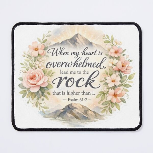 Item preview, Psalm 61:2 Inspirational Bible Verse Sticker – “When My Heart Is Overwhelmed” Floral Faith Design designed and sold by Nara8.