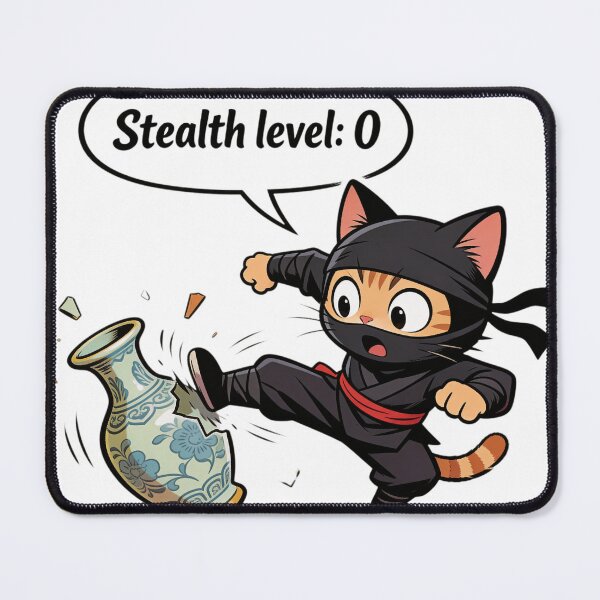 Item preview, Funny Ninja Cat Fail - Stealth Level 0 designed and sold by LowBattery Social Club.