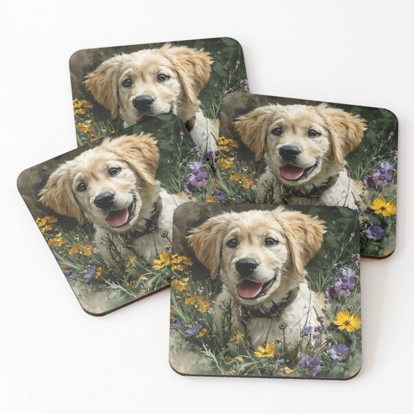 Item preview, Joyful Golden Retriever Puppy in Wildflower Meadow designed and sold by EK-World.