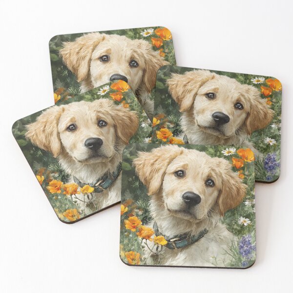 Item preview, Curious Golden Retriever Puppy in Wildflower Meadow designed and sold by EK-World.