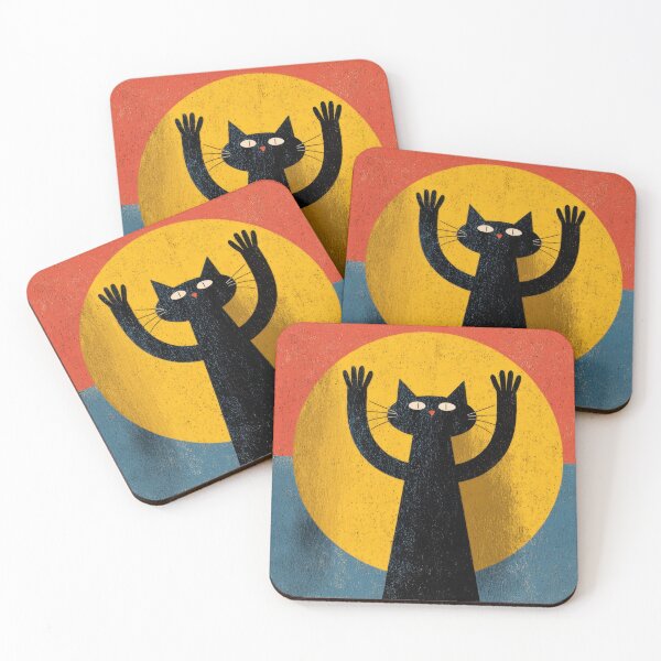 Item preview, Black cat stands in bright colors designed and sold by anytka.
