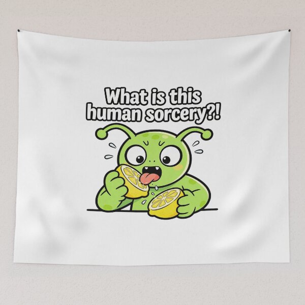 Item preview, Alien Tasting Lemon - What Is This Human Sorcery? designed and sold by LowBattery Social Club.