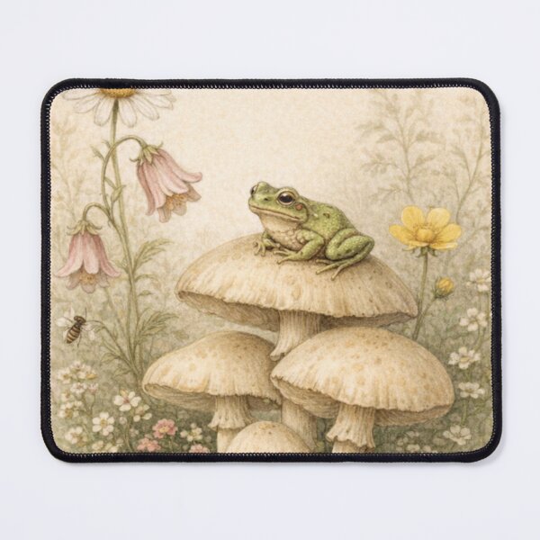 Item preview, Mushroom and Frog with Wildflowers designed and sold by dancingchickenstudio.
