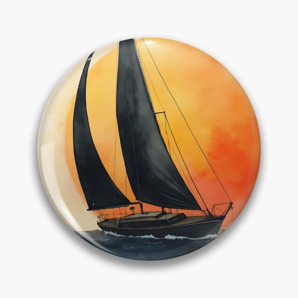 Item preview, Silhouette Sailboat Watercolor with Big Sun designed and sold by Maria Dryfhout.